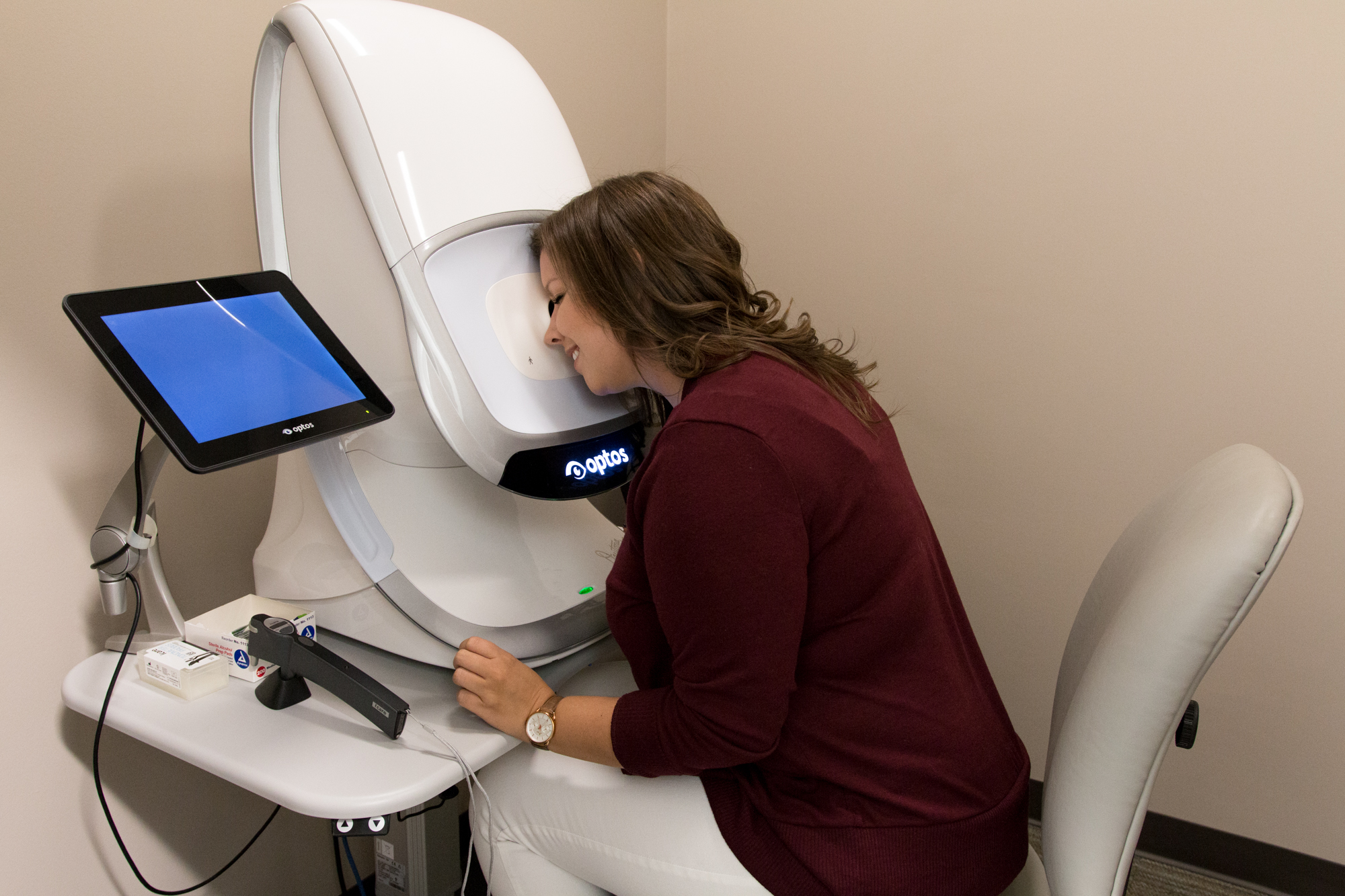A patient in Charlotte, NC, going through an eye examination for a contact lens fit.
