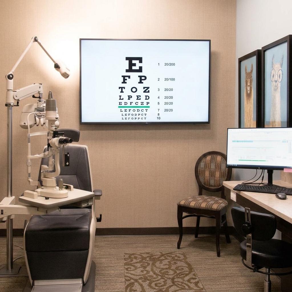 Digital eye chart for visual acuity test in Dilworth, Charlotte, near Myers Park, Uptown, South End, and SouthPark, NC.
